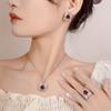 Earrings Necklace Ring Jewelry Set Ornaments Color Treasure Red Corundum Sense High Sense Female