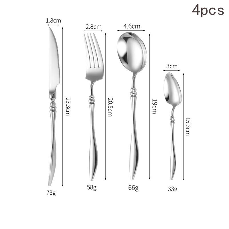 3/4/5/6PCS French 304 Stainless Steel Cutlery Set Pointed Tail Handle Spoons Knife Forks High-end Kitchen Restaurant Tableware