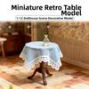 3Styles Dollhouse Wood Table Food Play Retro Round Table  Simulation Model Dolls Accessories