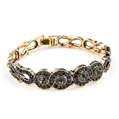 Retro Gold Farbe Böhmen Frauen Armreif Türkische Manschette Armband Voll Grau Kristall Ottomane Hochzeit Schmuck Geschenk