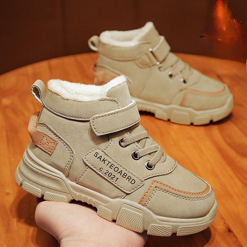 

Детские зимние ботинки, зимние теплые ботинки Thikcen, спортивная обувь на бархатной подкладке для мальчиков, нескользящие кроссовки для девочек, студенческая обувь, походные ботинки 37 серый