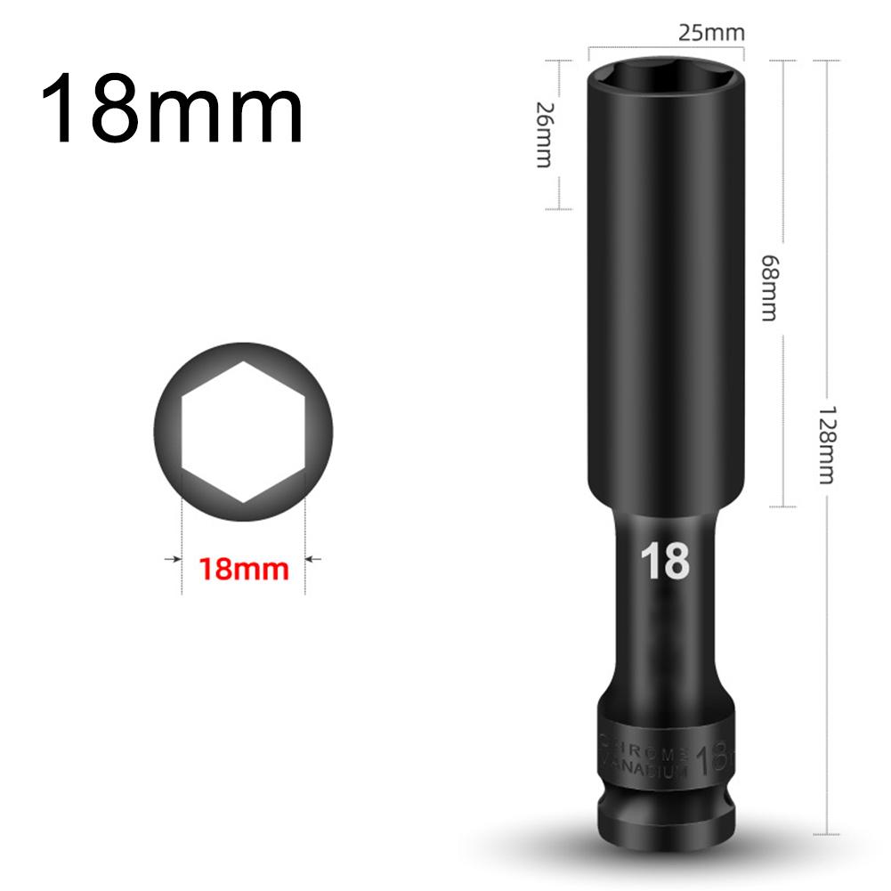 1pc 1/2in Drive Socket Wrench Hex Socket Head 8mm-24mm Adapter Spanner Converter Drive Drill Socket 128mm For Pneumatic Air Tool