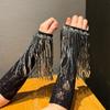 Fashion Spicy Girl Sequin Tassel Fingerless Gloves Nightclub Stage Elastic Shiny Lace Arm Sleeves Dress Decorative Accessory