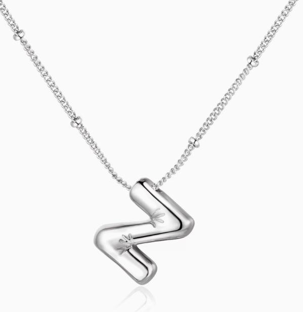 LT-12056 Stainless Steel 18K Gold Balloon Letter Necklace Silver Bubbles 26 English Alphabet Pendants Jewelry