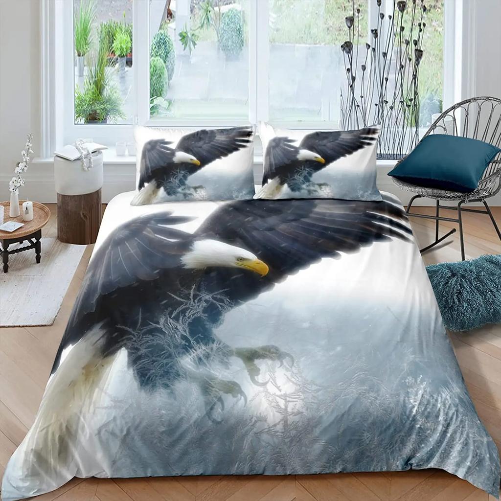 Comforter Eagle Wild Animal Pattern Polyester Comforter King Queen Full Twin Size For Kids Teens Adults Bedding Set
