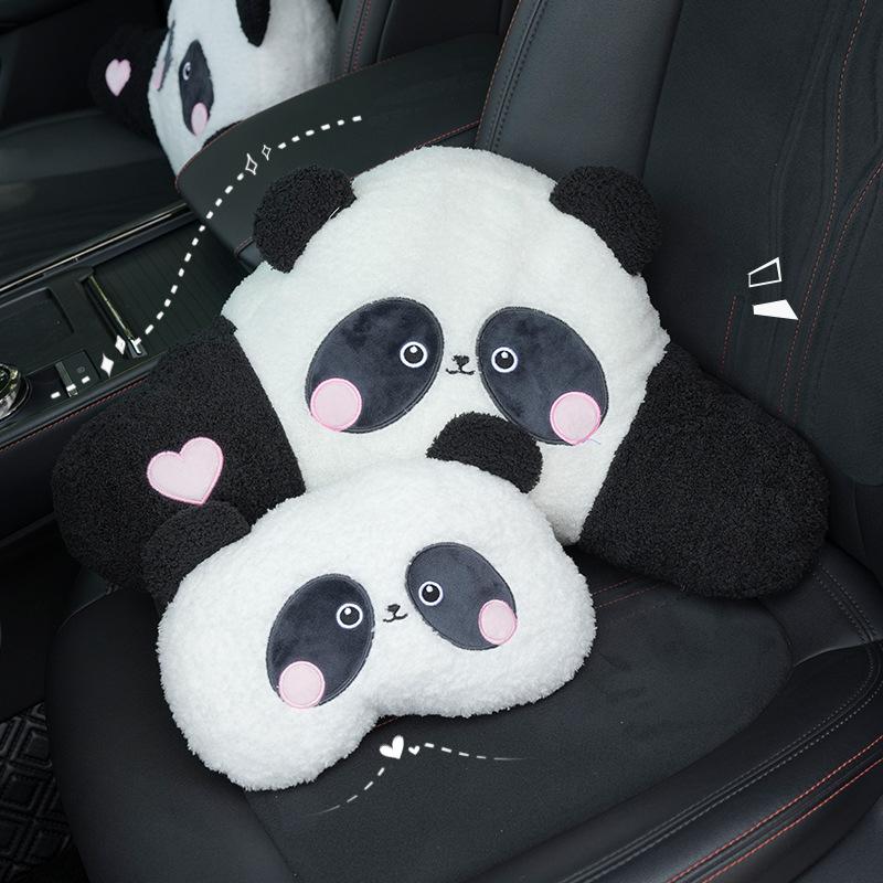 Panda Car Headrest Neck Pillow Cute Plush Comfort Car Headrest Neck Pillow Four Seasons General Motors Headrest Supplies