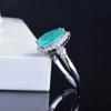 Women Jewelry Set Simulated Paraiba Teardrop Ring Pendant Necklace Earrings