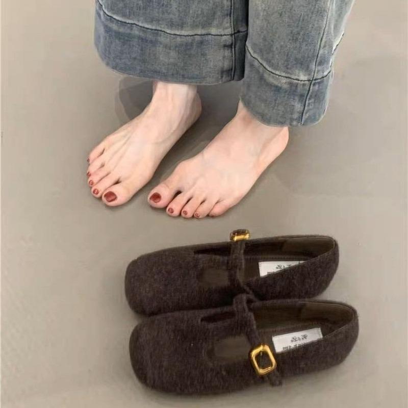 Fashion 2024 Designer Women Mary Jane Flats Shoes Fashion Brand Print Loafers Elegant Square Toe Moccasins Suede Ballerina Mujer