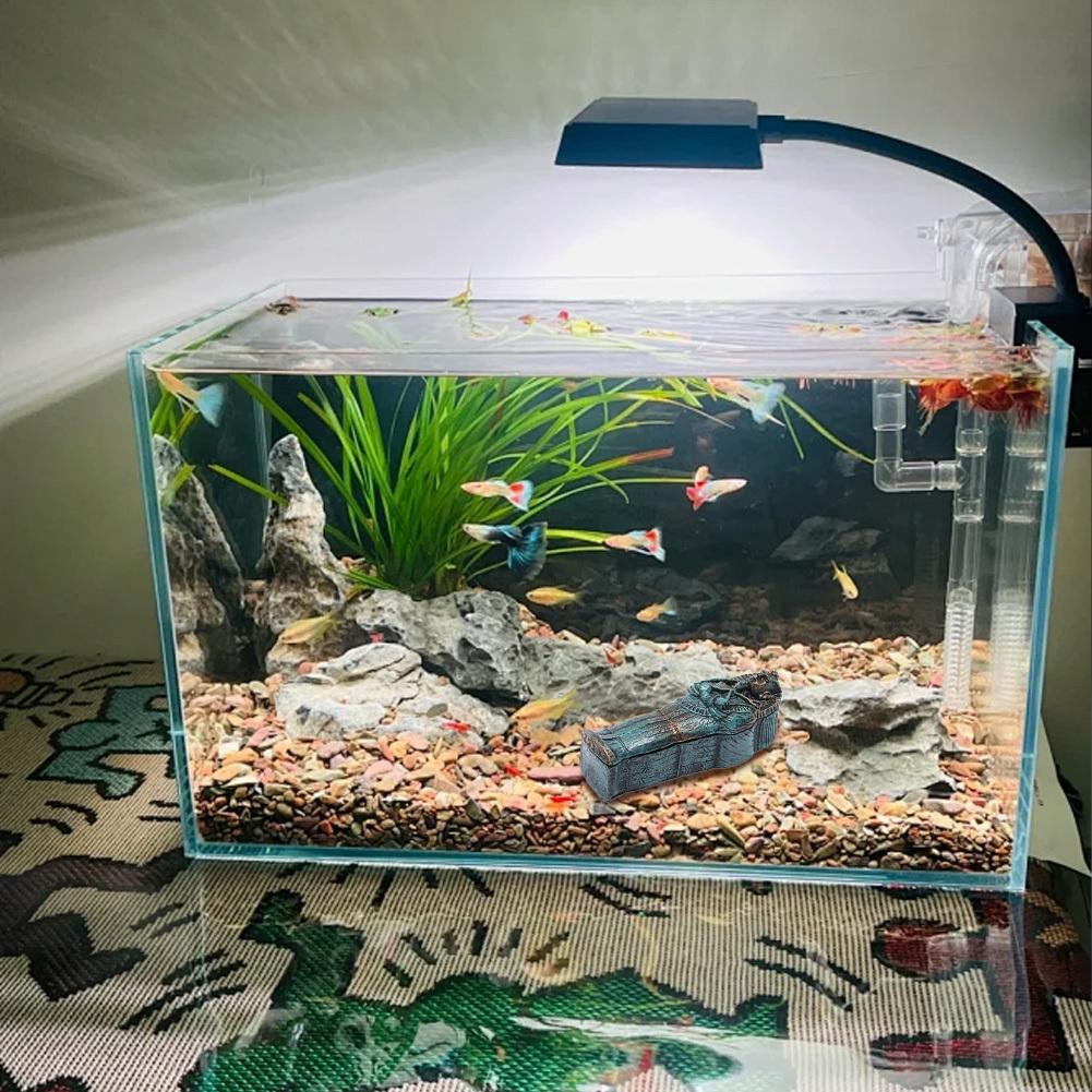 Resin Egyptian Statue Resin Craft Aquarium Decoration Ancient Egyptian Mummy Figurine With Coffin Ornament For Fish Tank Decor