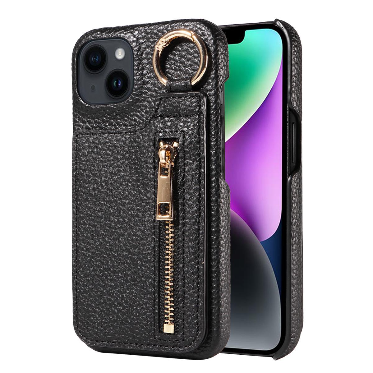 

Кожаный чехол Apple 13 с застежкой-молнией и отделением для карт для iPhone 14 iPhone 16 Pro Max