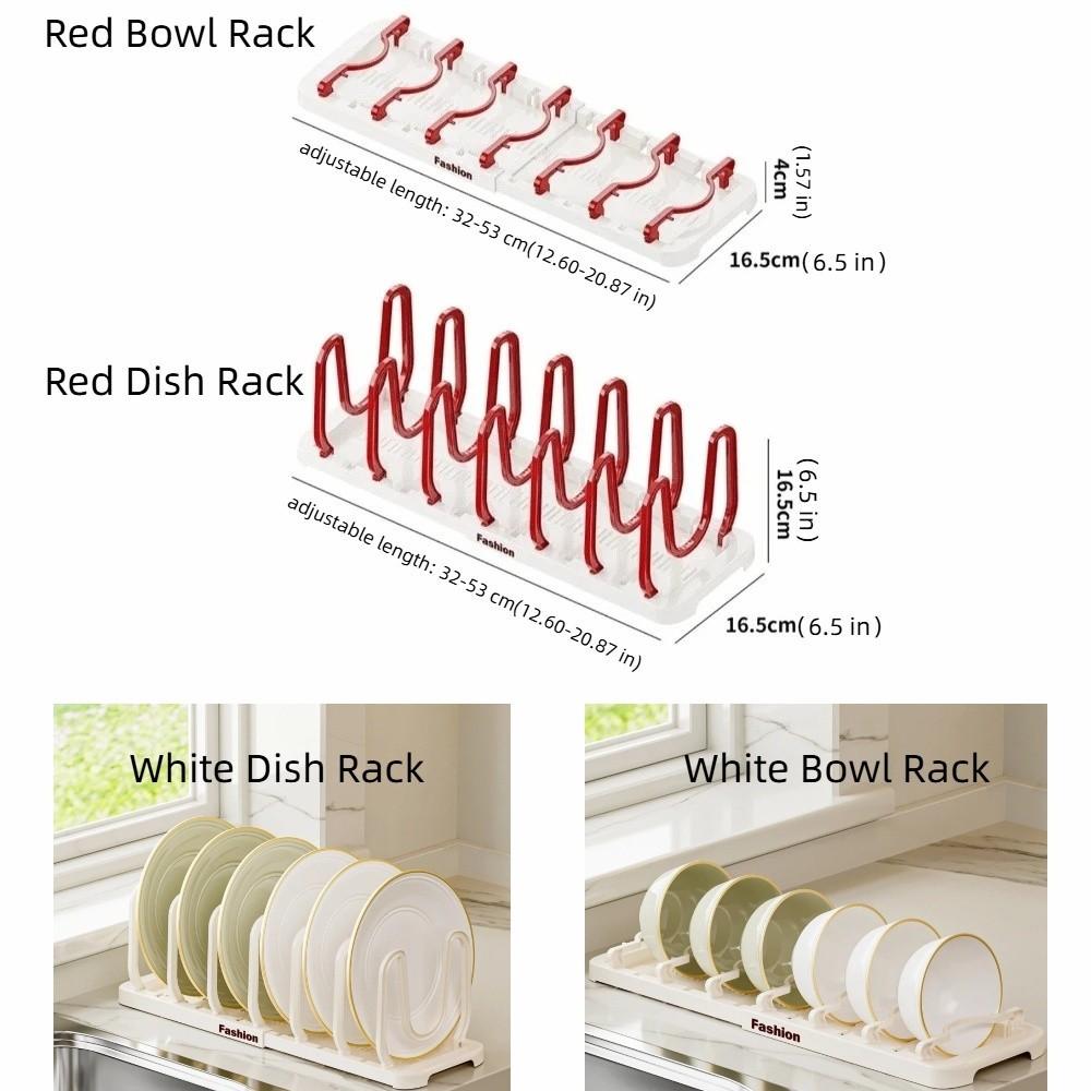 U-shaped Telescopic Dish Drying Rack Adjustable Detachable Kitchen Storage Shelf Plastic Space Saving Bowl Rack
