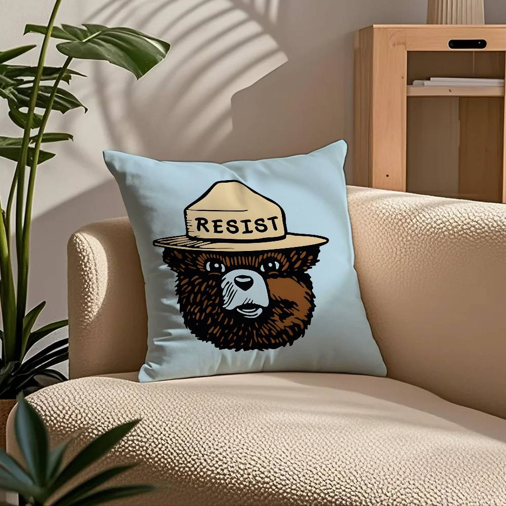 Anime S-Smokey B-Bear Pillow Case Comfort Sofa Bed Silky Elegant Invisible Zipper Custom Decorative Cushion Cover