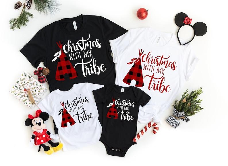 Christmas with my tribe Shirt,Christmas Shirt,Buffalo Plaid Christmas Shirt S