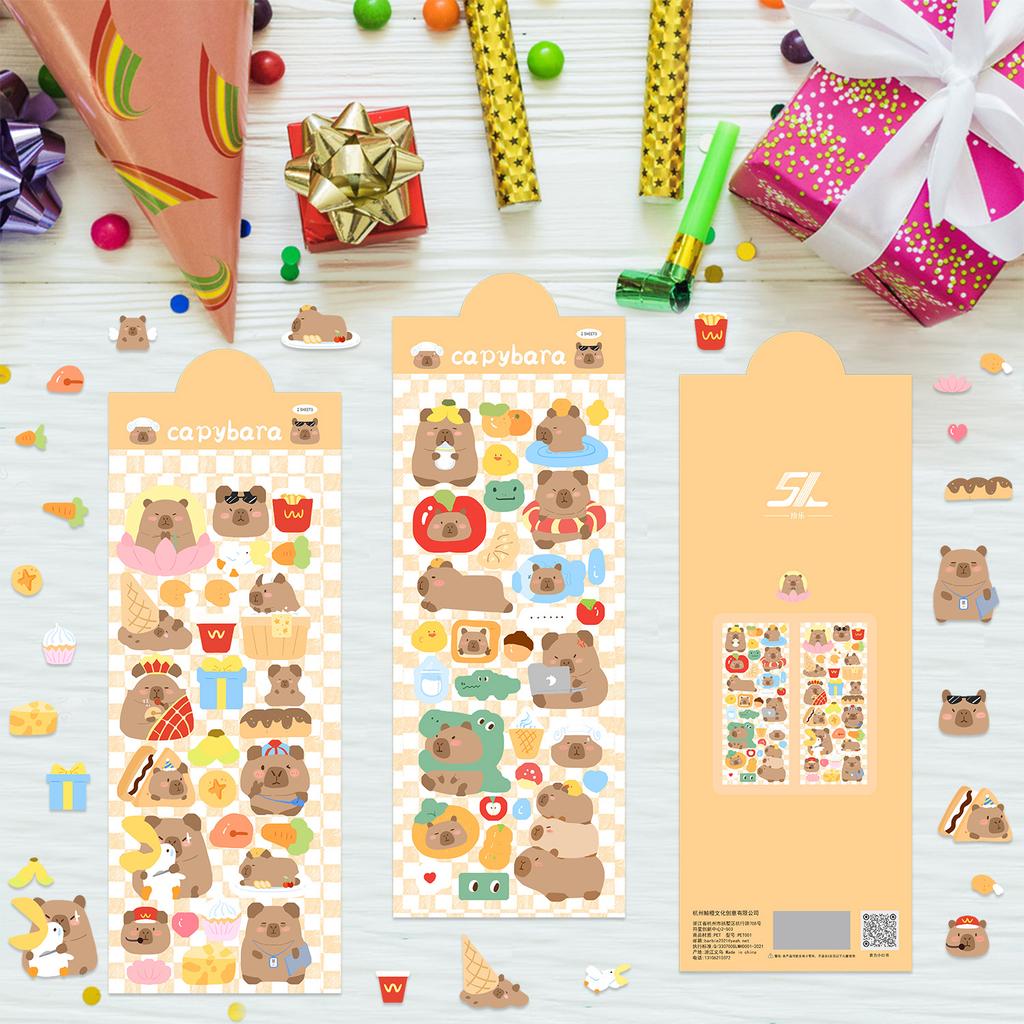 Cute Cartoon Kapibala Stickers Ins Korean Guben Hand Account DIY Decoration Stickers Creative Stickers