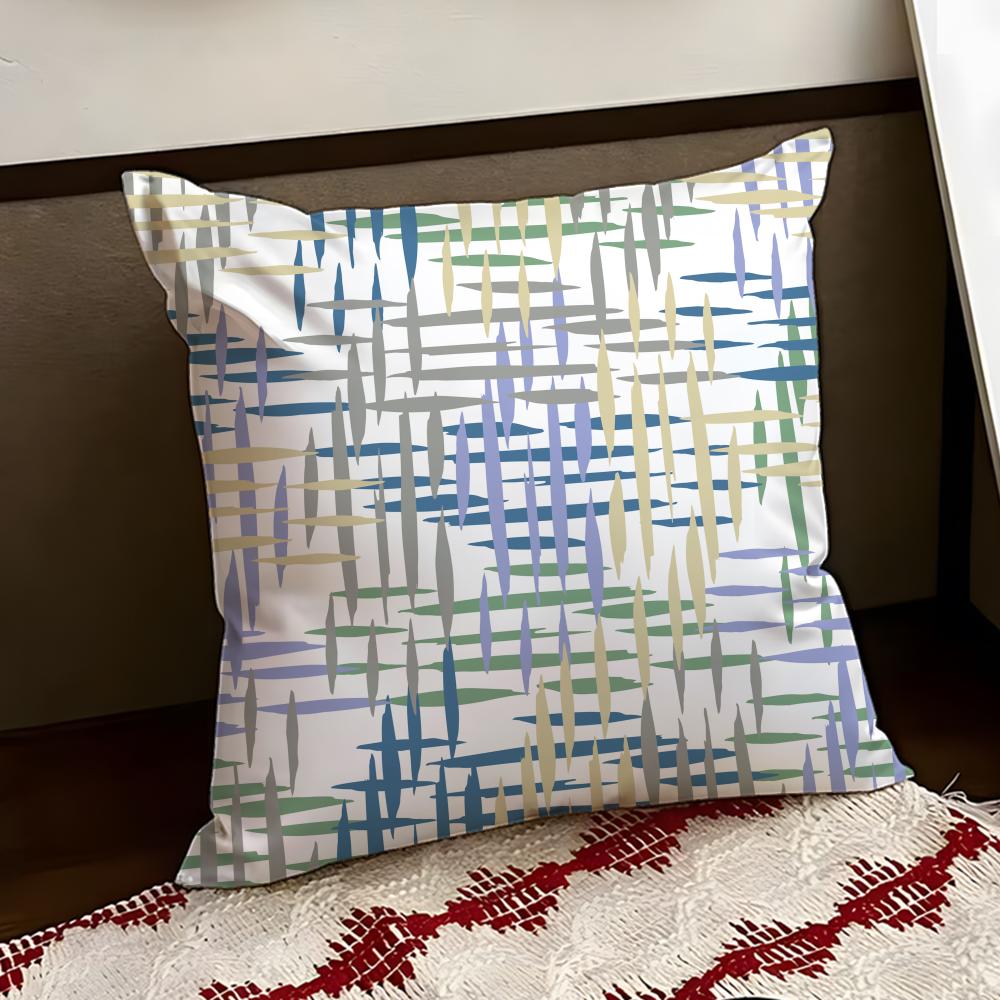 Colorful Patchwork Pattern Cushion Cover Reversible Soft Durable Pillow Cover Home Car MultiScene Use for Daily Comfort