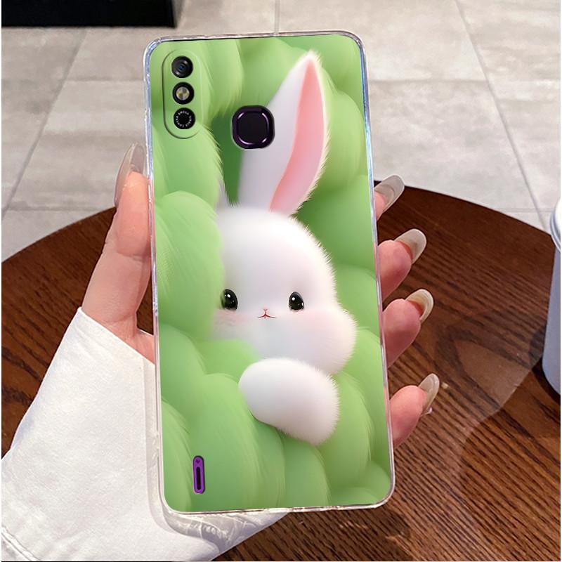 For Infinix Smart 4 4C Case X653 X653C Clear Aesthetic Luxury Cute Love Rabbit Funny Soft TPU Cover Infinix Smart 4c Phone Case