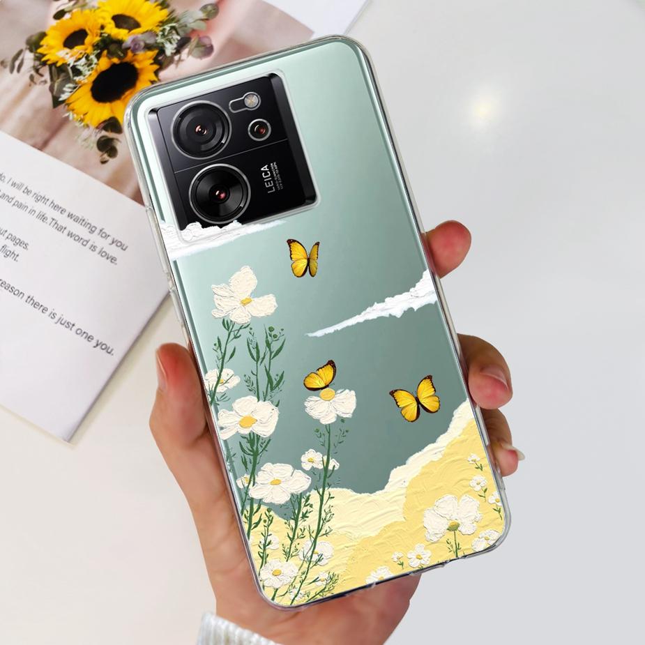 For Xiaomi 13T Pro Case Luxury Painted Back Cover Clear Silicone Phone Case For Xiaomi Mi 13T Pro 13TPro Soft Fundas 6.67'' Bags