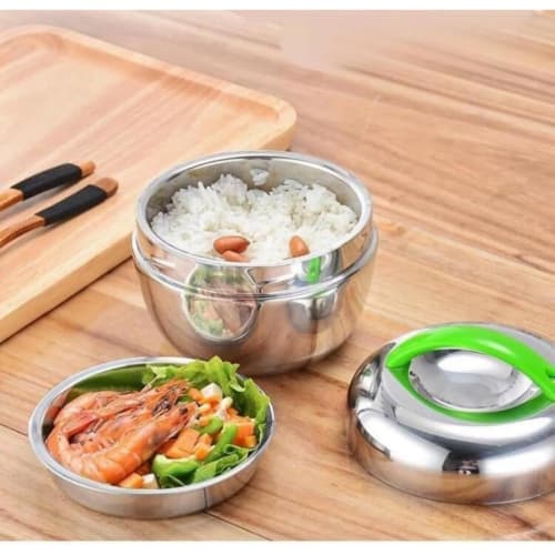 GrnArt Insulated Lunch Box, Stainless Steel, Donburi-Shaped Lunch Box, Large Capacity Lunch Jar, Dome-Shaped Lunch Box, Airtight Lunch Storage Contain