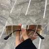 Bezramkowe Przycięte Kwadratowe Okulary Przeciwsłoneczne Modne Okulary Kobiety Europejski i Amerykański Trend Okulary