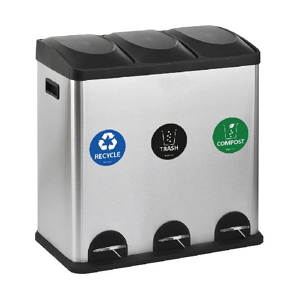 IGNIXIA Trash Recycle Compost Stickers to Organize Trash- Premium Vinyl Sticker for Trash Can, Compost Bin, Recycle Bin- (Pack of 6) for Metal Trash