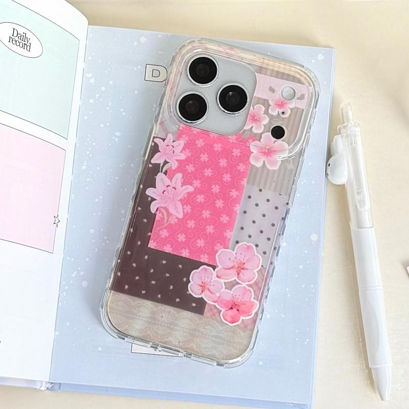 Fashion Cute Flower Painting Case For iPhone 17 Pro Max 16 14 15 Pro Phone Cover with Chain For Apple 16 Pro Max Protective Case