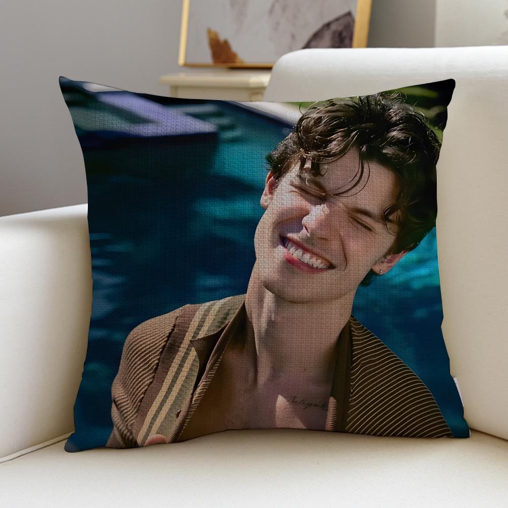 Charming SShawn MendesS Cushion Cover Breathable and skinfriendly linen pillowcase square removable and washable cushion