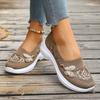 Damskie Buty Płaskie, Rozmiary Plus Size, Haftowane Buty Codzienne, Oddychające Tkane Fly Weave Wsuwane Buty Lazy dla Kobiet