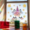 Creative Unicorn Castle Characters Stars Colorful Double-Sided Stickers, Window Glass Stickers, Living Room Bedroom Self-Adhesive