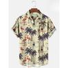 Camicia da uomo hawaiana a maniche corte con stampa, top alla moda con colletto, albero di cocco da spiaggia, nuova per il 2026 per uomo, abbigliamento floreale