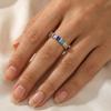 Colorful Baguette Zircon Bezel Setting Trendy 925 Sterling Silver Rhodium Plated Wedding Ring Party Gift