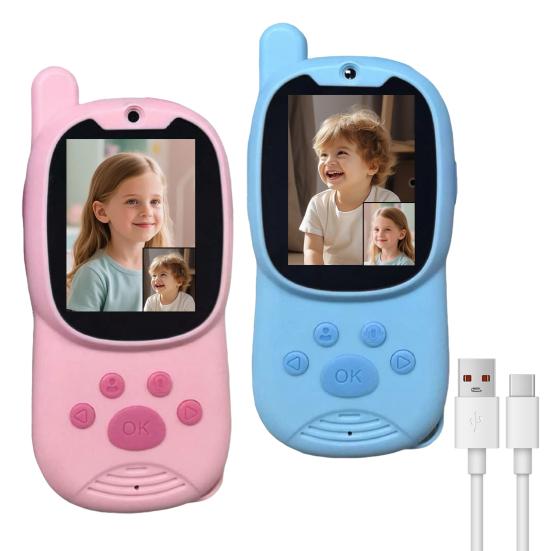 

2 шт. Детская игрушка видеодомофон с экраном, дальнобойный портативный беспроводной интерфон с голосовыми эффектами, для помещения и улицы, рация для мальчиков и девочек A