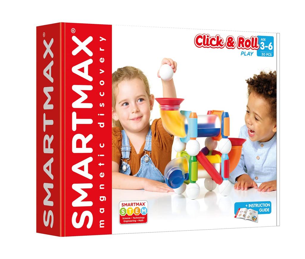 SmartMax Click & Roll Magnetic Building Blocks for Toddlers, 30 Pieces, SMX404, Authentic