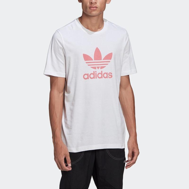 Adidas Originals Trefoil Logo Print Sports Crew Neck T-Shirt Men Tops White GN3485