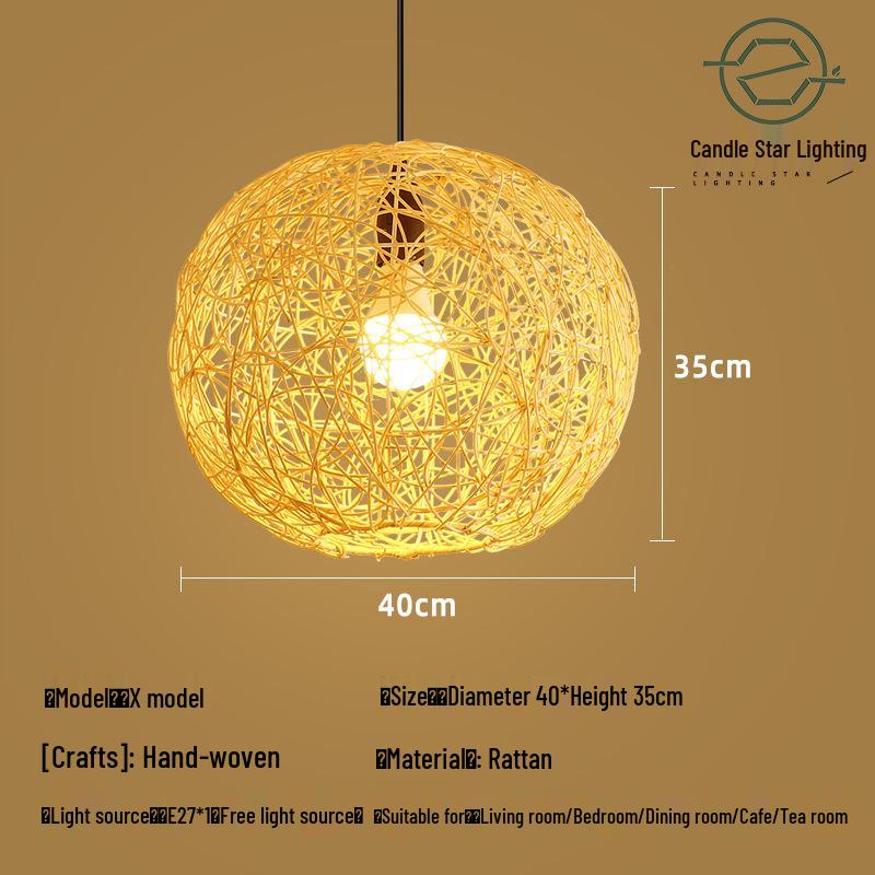 Zen Style Bamboo Rattan Pendant Light for Tea Rooms and Restaurants