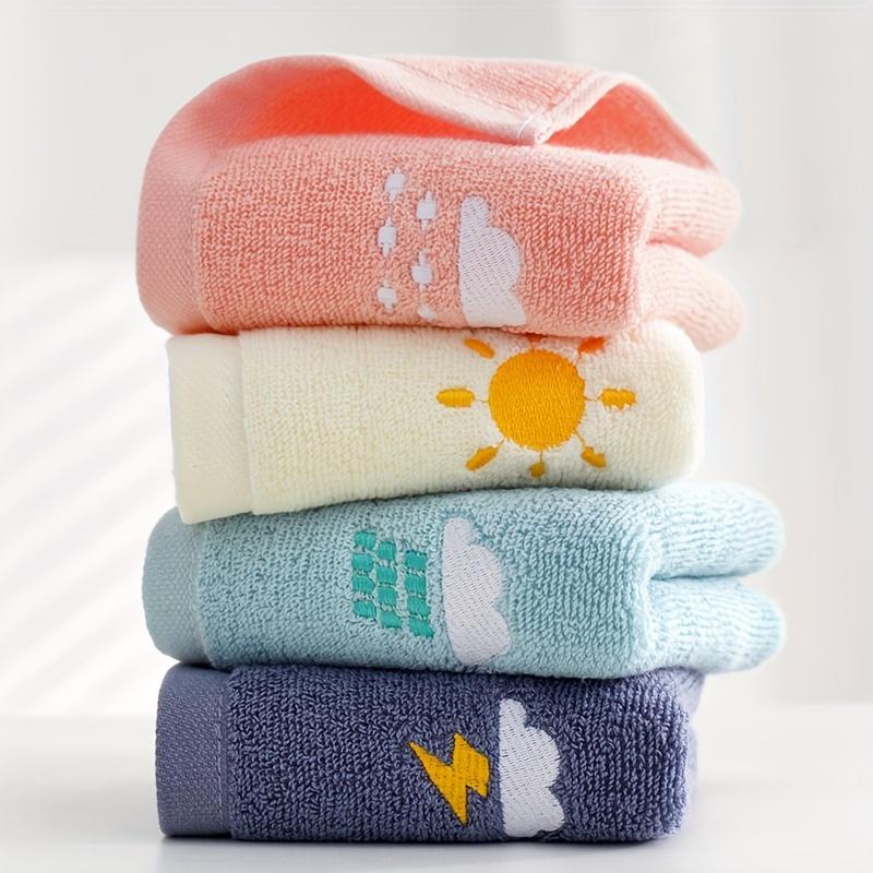 2pcs Combination Weather Pattern Soft Pure Cotton Face Towel Suitable for Daily Bathing Use
