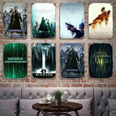 The Matrix Resurrections Dekorationsposter Vintage Blechschild Dekorative Plakette für Pub Bar Man Cave Club Wanddekoration 26T0104 26T0104