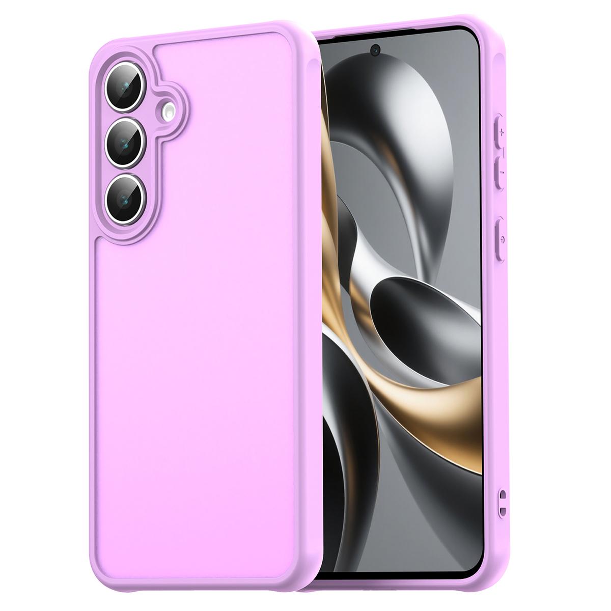 

For Samsung Galaxy S25 FE Case Drop Proof Airbags Frosted Translucent PC+TPU Phone Back Cover Light Purple