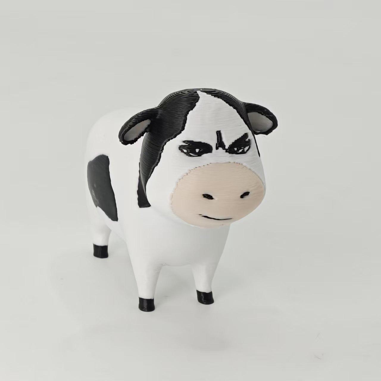 3D Printed Grassland Cow Ornament - Funny Emoji Car Accessory & Dairy Cow Toy