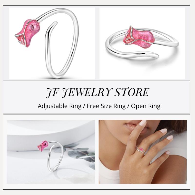 Free Size Ring For Women S925 Silver Original Blue Eyes Dragon Bee Shell Cherry Adjustable Rings Clover Chain Open Ring Jewelry