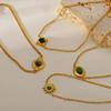 New Fashion African Pine Green Glass Pendant Bracelet Women's Versatile Premium Simple Gold-plated Stainless Steel Bracelet