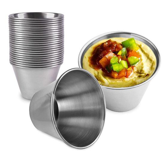 Stainless Steel Sauce Cup Round Dipping Tomato Condiments Bowl Kitchen Accessory