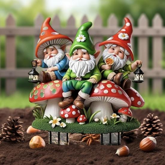 Rodina trpaslíků na želvě zahradní zápich Venkovní akrylová figurka trpaslíka na želvě se zápichem pro dekoraci trávníku, terasy, balkonu, dvora