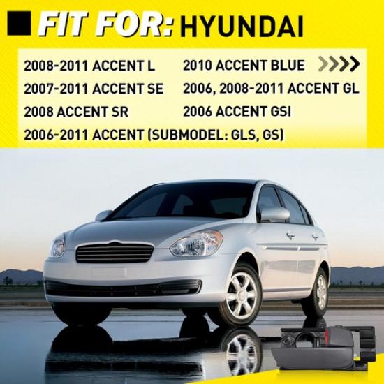 2/4PCS Interior Handle Door Inner Hatch For Hyundai 2006-2011 Gray/Black Accent