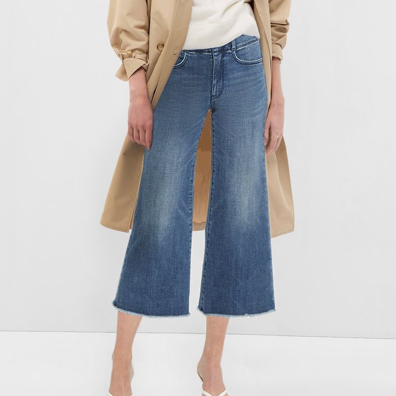 

off Accessible Luxury Big Brand Export USA Spring and Summer Frayed Wide Leg Smoke Tube High Waist Stretchy Wide-Leg Big Straight-Leg Cropped Pants Youpin nydj s eight-point wide leg burrs(X5M3) 4r