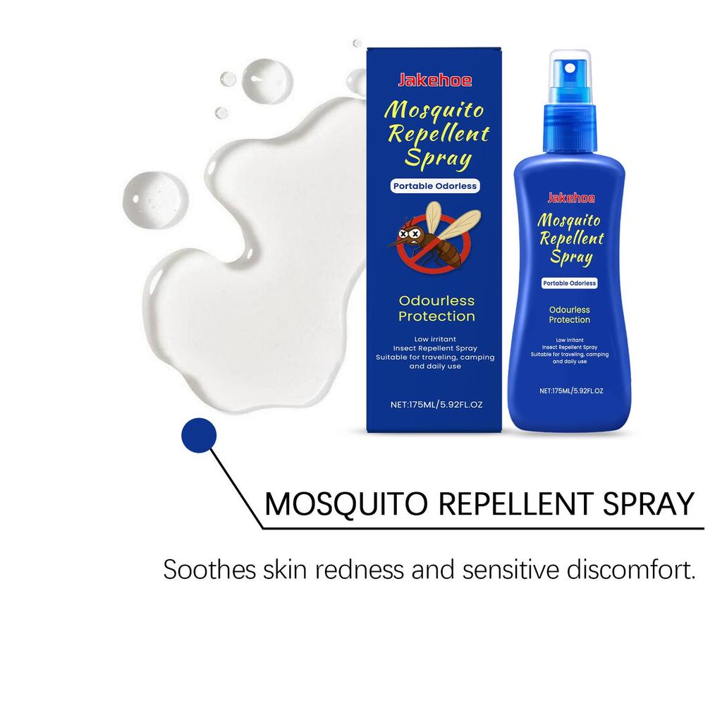 Jakehoe Portable Mosquito Repellent Spray, Low Irritation, Mosquito Repellent Spray, Long-Lasting Anti-Mosquito Protection, Mosquito Spray 175ml