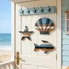 3 Pcs Wood Fish Shell Starfish Beach Wall Decor Rustic Nautical Lake House Hanging Sculpture Ocean Coastal Theme Wall Art for Bathroom Bedroom