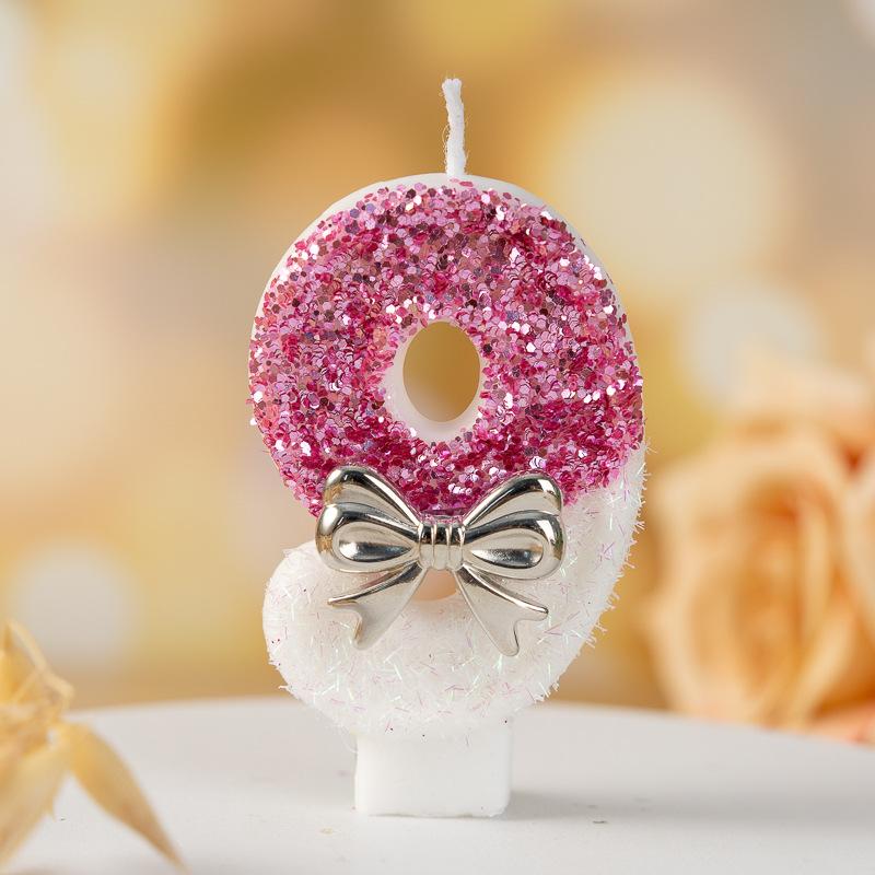 Silver Bow Digital Candle Princess Atmosphere Birthday Party Cake Decoration Candle Plug-in