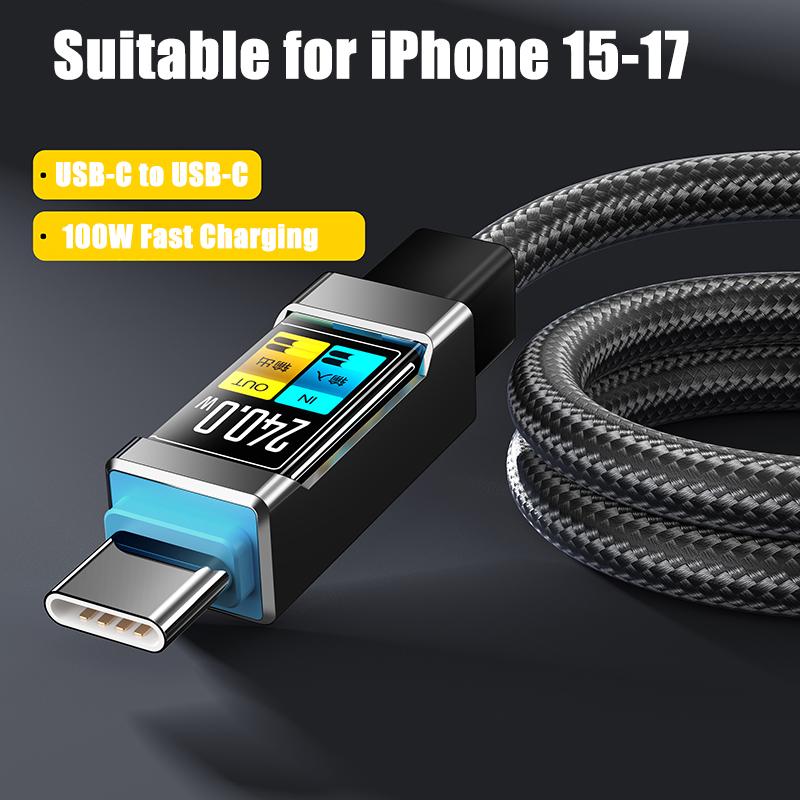 100W USB-C to USBC Mobile Fast Charging Data Cable Suitable for iPhone 15 Samsung Huawei Xiaomi OPPO Phone Type-C Charging Cable