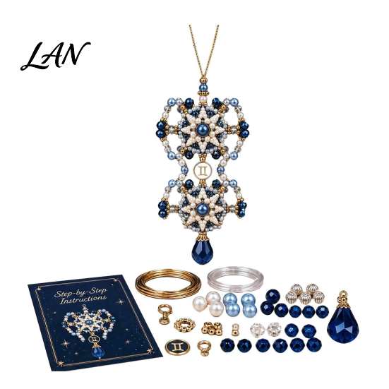 Mother Daughter Craft Projects 12 Zodiac Blessing Beaded Ornament DIY Kit, Beginner Friendly Sign Custom Symbol Keepsakes Beading Set, Hanging