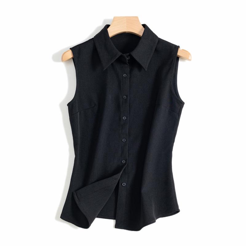 Korean Style Chiffon Sleeveless Collar Shirt for Women - 2025 Spring/Summer Versatile Vest